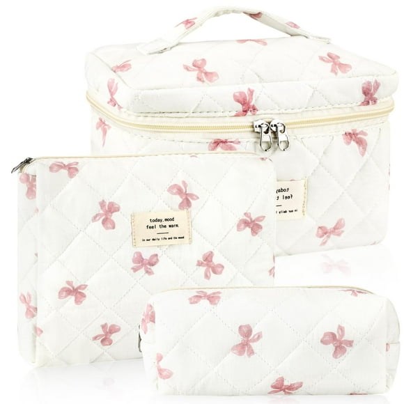 Set de 3 bolsas de maquillaje acolchadas URSKYTOUS de algodón extra grande