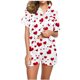 thumbnail image 1 of RKSTN Valentine's Day Gifts Women's Valentines Pajama Sets Plus Size Notch Collar Button Down Valentine Heart Print Short Sleeve T Shirt and Pjs Shorts 2PC Matching Set 2 Piece Summer Loungewear, 1 of 6