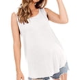 thumbnail image 2 of OIOLOYJM Womens Loose Fit Casual Flowy Tank Tops Square Neck Trendy Sleeveless Pleated Front Summer Tops Clothes Spring Vacation Beach Outfits White S, 2 of 5