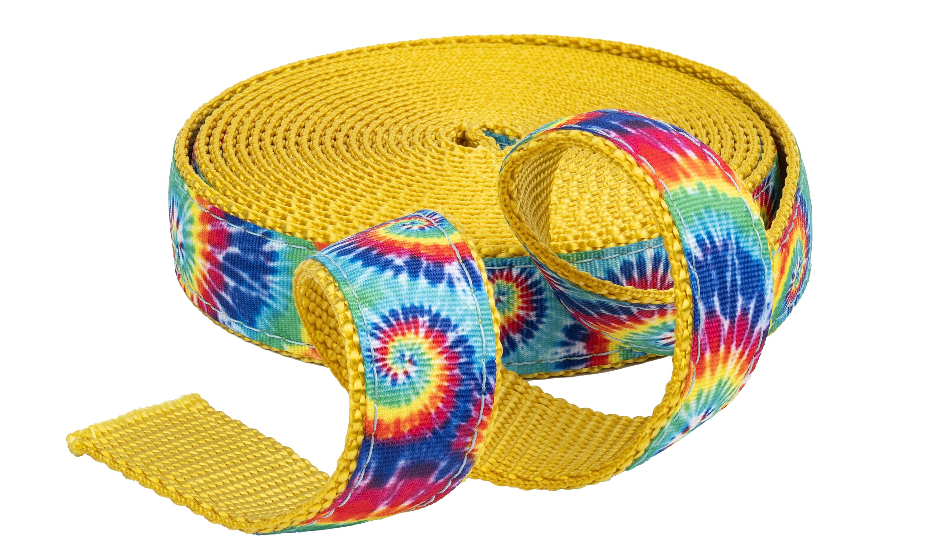 Country Brook Design - Classic Tie Dye Ribbon on Gold Nylon Webbing (3/4 Inch, 50 Yards)