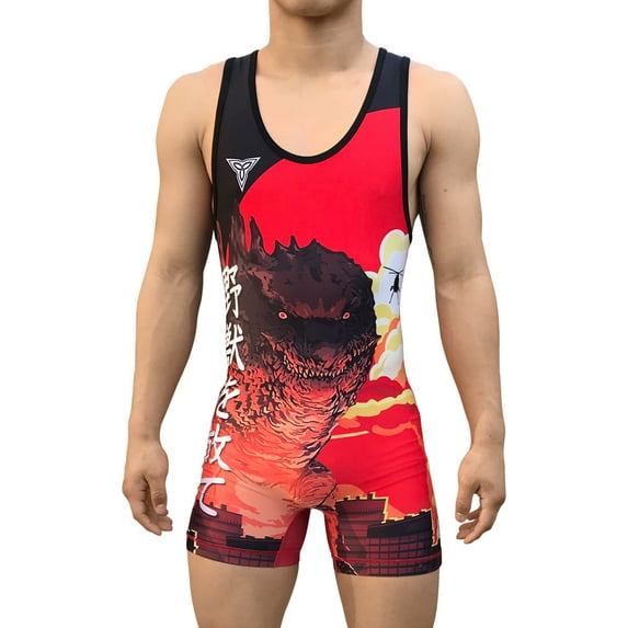 Godzilla Wrestling Singlet - Red and Blue option