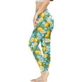 thumbnail image 3 of DISNIMO Lemon Floral Printed Yoga Pants Leggings for Women, Athletic High Waisted Leggings Tummy Control, Soft Workout Yoga Pants for Workout Sport, Blue and Yellow, XL, 3 of 6