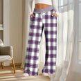 thumbnail image 4 of Rutainlusire Womens Trendy Plaid Printed Comfy Loose Pants 2025 Women's Fashionable Striped Printed Drawstring Wide Leg Loose Casual Pocket Pants, 4 of 5