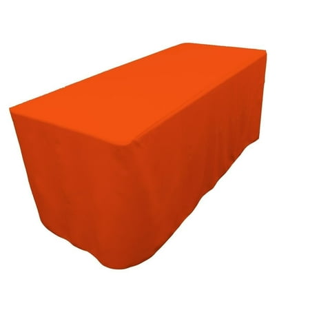 4' Ft. Fitted Polyester Tablecloth Trade Show Booth Party Dj Table Cover Orange, 1-Piece Design - 4 Sided And Top Together By Tablecloth (Best Dj Booth Design)