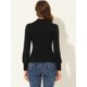thumbnail image 4 of INSPIRE CHIC Camiseta de manga larga con cuello simulado y manga larga para mujer Negro XL, 4 of 5