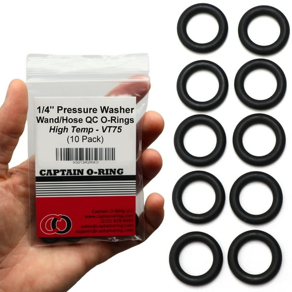 Captain O-Ring - Power Pressure Washer O-Rings for 1/4" Quick Coupler, High Temperature Viton 10 pack