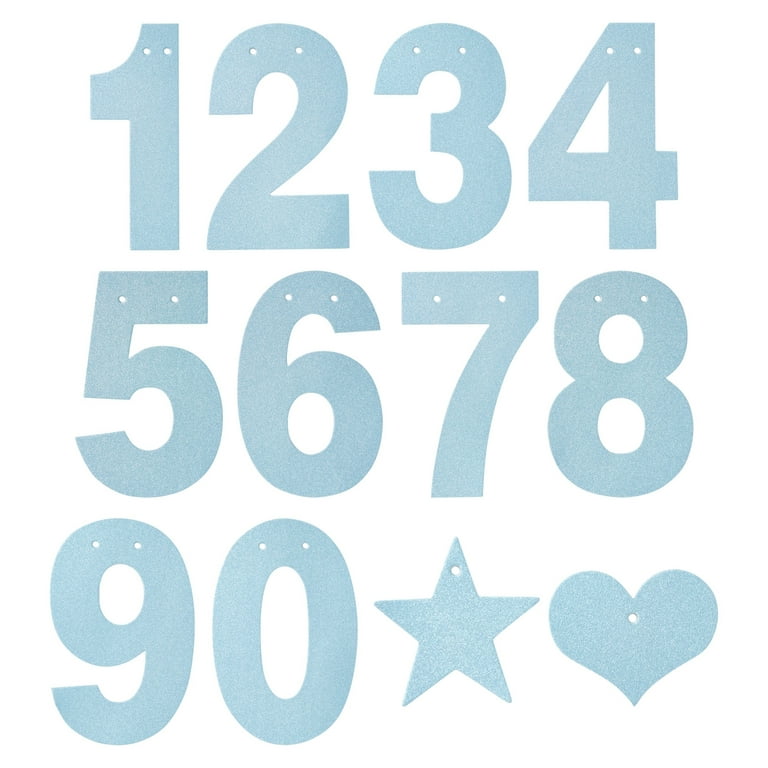 126 Pack Blue Glitter Letters, Custom Banner Kit with Letters A-Z, Numbers  0-9, Hearts, Stars, and 3 Strings 