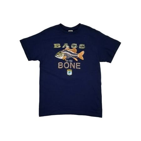 BASS Mens Navy Blue Base To The Bone Fishing Tee Shirt Short Sleeve T-Shirt M
