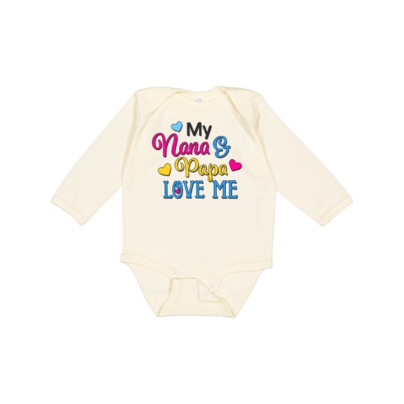 Inktastic My Nana and Papa Love Me with Hearts Boys or Girls Long Sleeve Baby Bodysuit