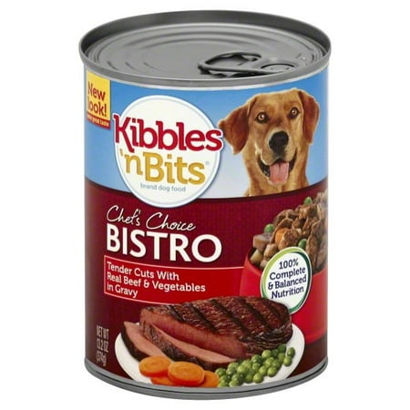 Kibbles 'n Bits Chef's Choice Bistro Tender Cuts With Real Beef & Vegetables in Gravy Wet Dog Food, 13.2-Ounce Cans (12