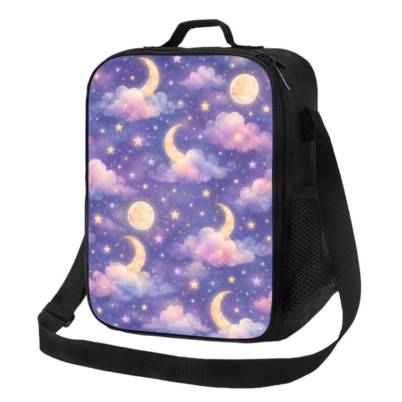 Celestial Moon Stars Lunch Bag Insulated Thermal Lunch Box with Shoulder Strap & Handle for Women and Men