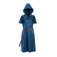 thumbnail image 2 of SAWOBUUN Mens Renaissance Set Medieval with Hooded Surcoat Leather Belt Ren Faire Halloween Outfit, 2 of 6