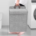 thumbnail image 6 of Collapsible Hanging Laundry Hamper Bags, Large Opening Portable Clothes Basket with Handle, Mesh Heavy Duty Hanging Laundry Bag Over the Door and Walls,White, 6 of 6