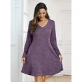thumbnail image 5 of VEPKUL Plus Size Sweater Dresses for Curvy Women, Long Sleeve Plus Size Dresses Casual Fall Winter Dress V Neck Tunic Dress with Pocket, 5 of 9