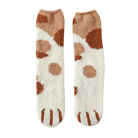 

Cotonie Women Fashion Lovely Cat Claw Coral Thickening Fuzzy Middle stockings Socks