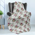 thumbnail image 4 of Floral Soft Flannel Fleece Throw Blanket, Botanical Blossoms of the Season Romantic Flowers Roses Natural, Cozy Plush for Indoor and Outdoor Use, 70" x 90", Off White and Reseda Green, by Ambesonne, 4 of 5