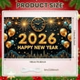 thumbnail image 2 of Gold Theme Happy New Year Banner Sparkling Design 2026 New Year Display Golden Balloons Firework Elements New Year Celebration Backdrop for New Year Party Holiday Celebration New Year Eve Event, 2 of 9
