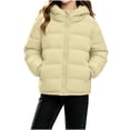 thumbnail image 2 of Xdegoge Girls Hooded Puffer Jacket Zip Up Quilted Winter Coat Long Sleeve Warm Thick Outerwear with Pockets Elastic Cuffs Casual Kids Cold Weather Snow Wear, 2 of 8
