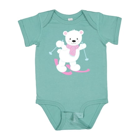

Inktastic Polar Bear White Bear Cute Bear Skiing Bear Gift Baby Boy or Baby Girl Bodysuit