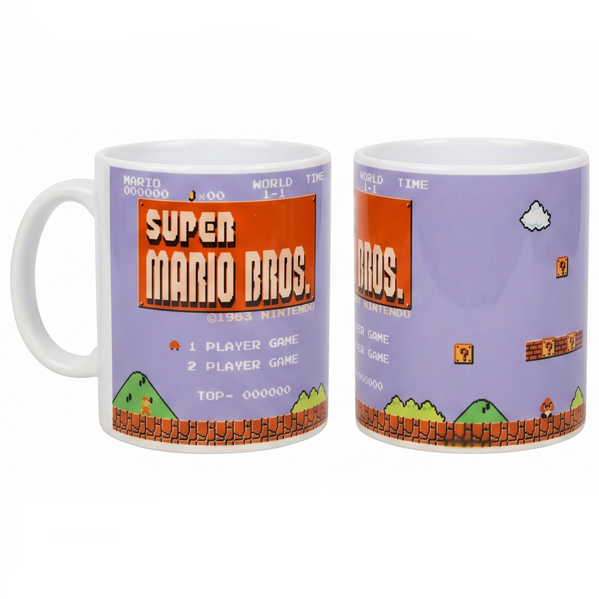 Pyramid America: Super Mario Bros: Retro Title - 11oz Ceramic Mug - Coffee-Tea Cup, Microwave-Dishwasher Safe, Video Game Fan Collectible, Licensed