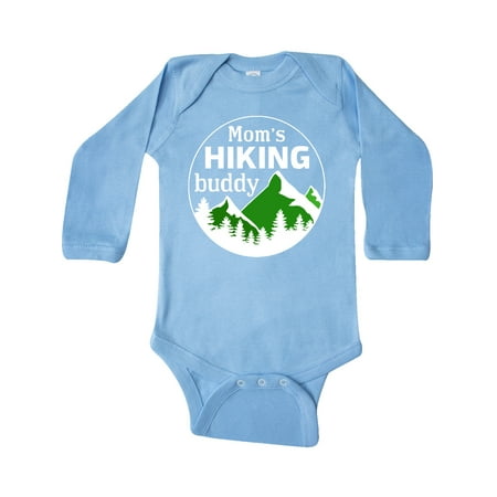 

Inktastic Mom s Hiking Buddy Mountains and Trees Gift Baby Boy or Baby Girl Long Sleeve Bodysuit