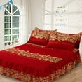 thumbnail image 4 of Breathable Luxury 3-piece bedding Ensemble Ruffled Pleat Bed Skirt & Pillow Case Set for 1.5M Bed Daboolka, 4 of 8