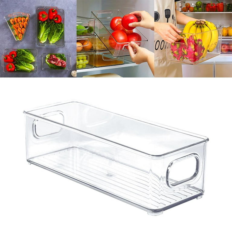 Cabinet, Refrigerator or Freezer Food Storage Bins with Handles - Organizer  for Fruit, Yogurt, Snacks, Pasta - Food Safe - Shallow 