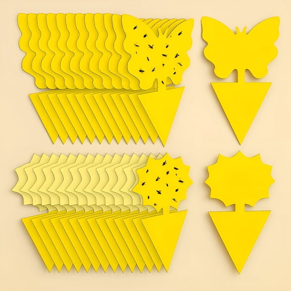 QARUN Fruit Fly Traps& Fungus Gnat Traps (36 Count) - Yellow Sticky Insect Traps for Indoor/Outdoor Plants | Non-Toxic,Odorless,Safe Fungus Gnat Sticky Trap