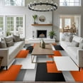 thumbnail image 3 of 6'x9' Area Rugs, Orange Gray Black Indoor Outdoor Area Rug for Living Room Bedroom, Modern Abstract Geometric Plaid Washable Bathroom Rugs Kitchen Floor Carpet Mats Home Decor Aesthetic, 3 of 8