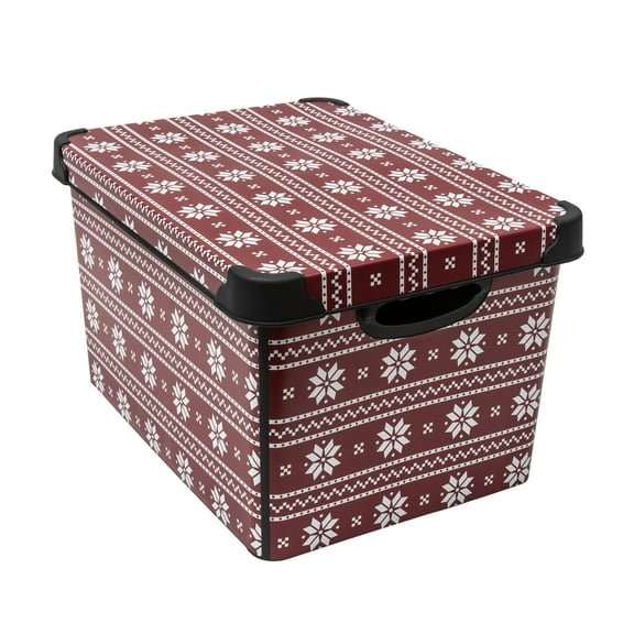 Simplify Holiday Sweater Print Plastic Storage Tote Bin