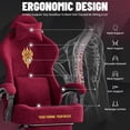 thumbnail image 4 of SOONTRANS Red Velvet Fabric Gaming Chair for Adult, Ergonomic Comfortable Office Computer Chair with Footrest, Reclining Video Gamer Game Desk Game Chairs with Massage Lumbar Cushion,Headrest, 4 of 10