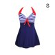 thumbnail image 2 of Guardurnaity Vestido de baño sin espalda para mujer, estilo informal de playa, traje de baño Chinlon para niñas, traje de baño lavable para Vestidos  azul raya blanca S, 2 of 6