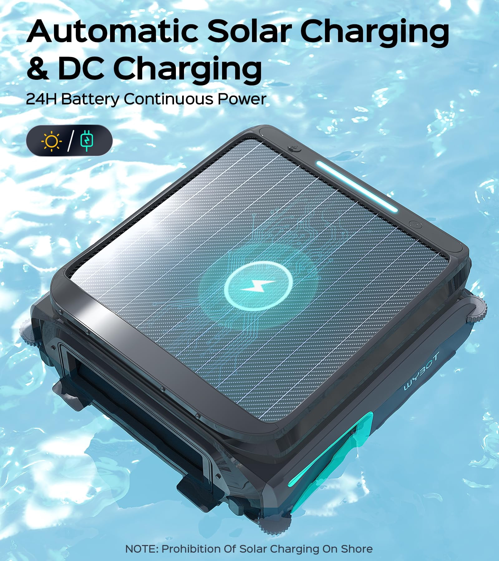 WYBOT F1 Pool Skimmer Robot Cleaner, App Remote Control, Automatic Solar Pool Cleaner, Water Clarification, Obstacle Avoidance, Anti-Stranding, Ideal for All Swimming Pool Types
