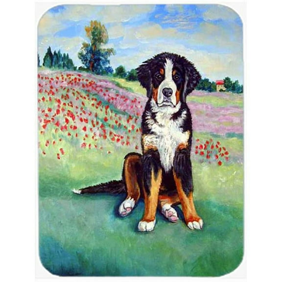 Bernese Mountain Dog Glass Cutting Board - Large, 15 x 12 in.