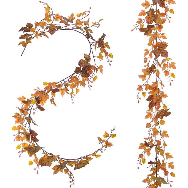 2 Piezas Guirnalda De Hojas De Arce De Otoño, Hojas De Arce De Otoño Artificiales Follaje De Arce Hojas De Otoño Hojas Para Almohadilla Mural Letrero De Puerta Fiesta Boda Navidad