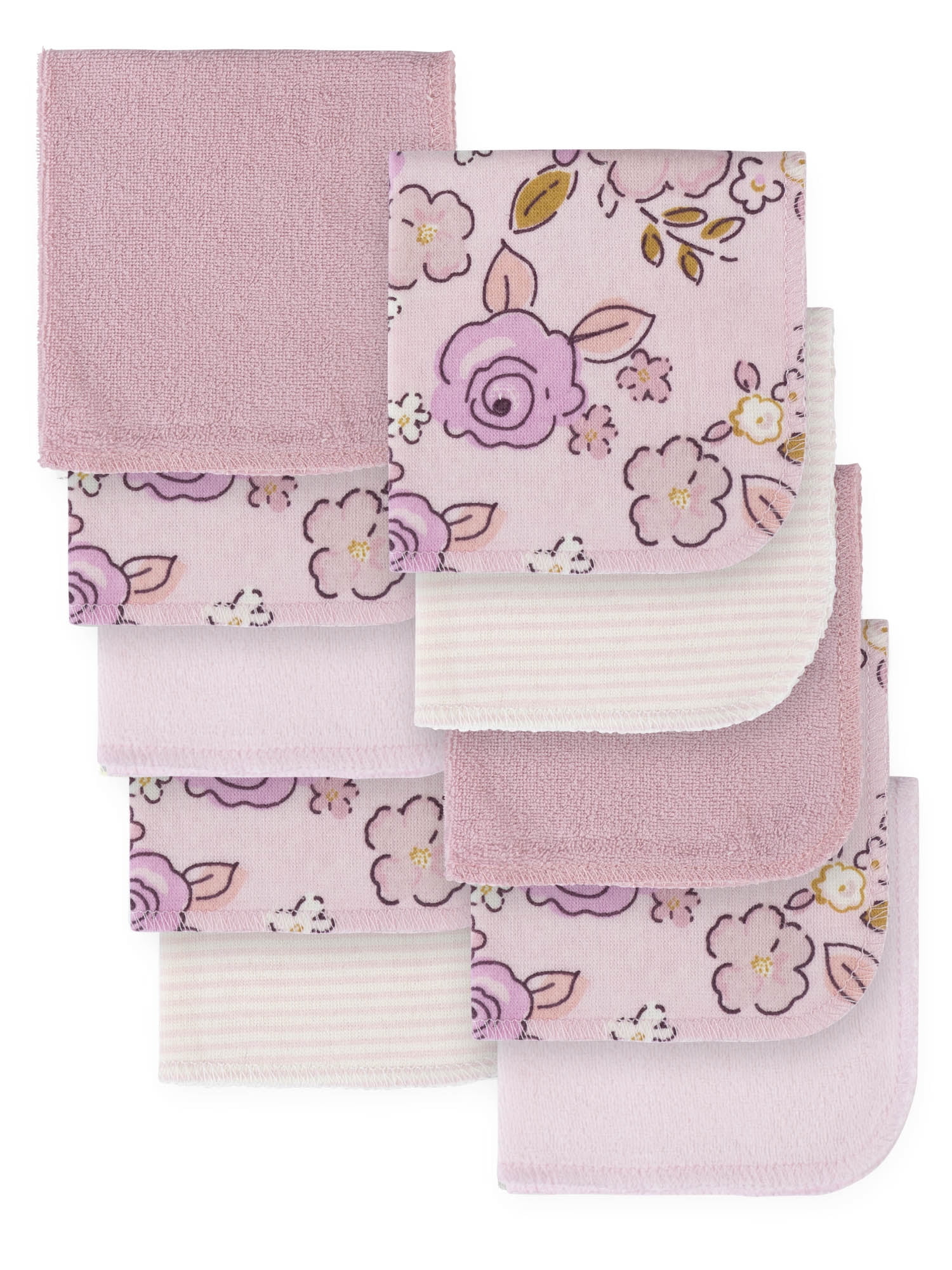 Gerber Baby & Toddler Girl Washcloths, 10-Pack (One Size)
