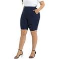 thumbnail image 2 of HDE Plus Size Bermuda Shorts for Women with Pockets Navy 2X, 2 of 6