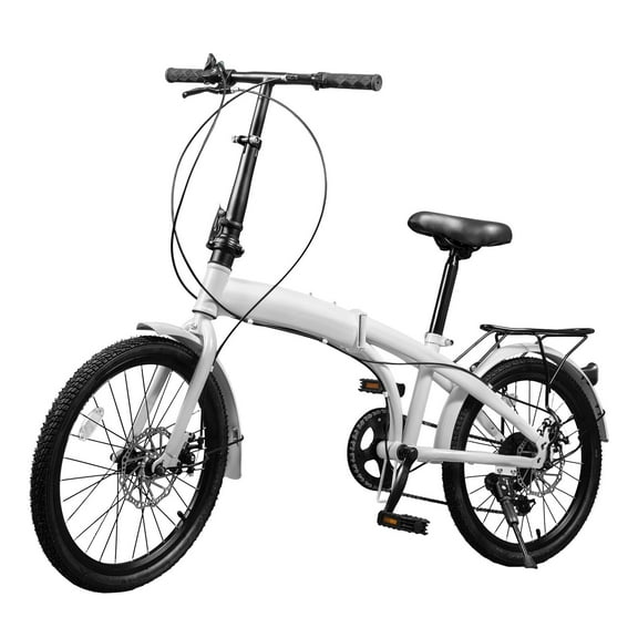 Miumaeov Folding Bike Foldable Bicycle with 7 Speed Gears 20-inch Wheels Easy Folding City Bicycle with Disc Brake Front and Rear Fenders