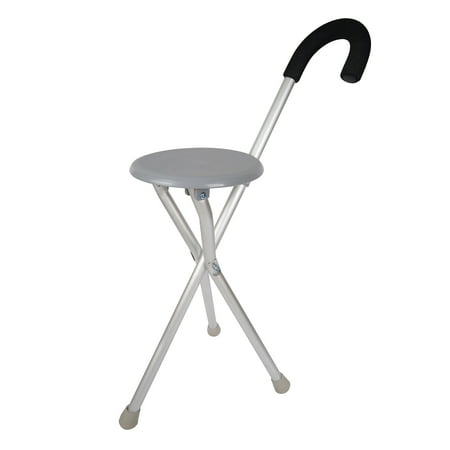 TRAVELON Portable Folding Stool with Cane, Aluminum 9" Seat Supports 250 lbs.