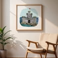 thumbnail image 6 of Tower of refuge - Isle of Man Collage Architecture Fantasy Watercolor Seascape Illustration Unframed Wall Art Print 18 x 18 inches, 6 of 9
