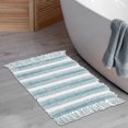thumbnail image 3 of Microfibre Striped Bath Mat With Fringe Blue 20X32, 3 of 4
