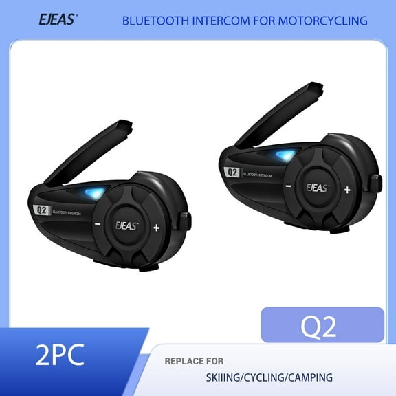 EJEAS Q2 Motorcycle Helmet Intercom Two-way 800M Full Duplex  Bluetooth Headset 2 Riders Real Time Communication2PC