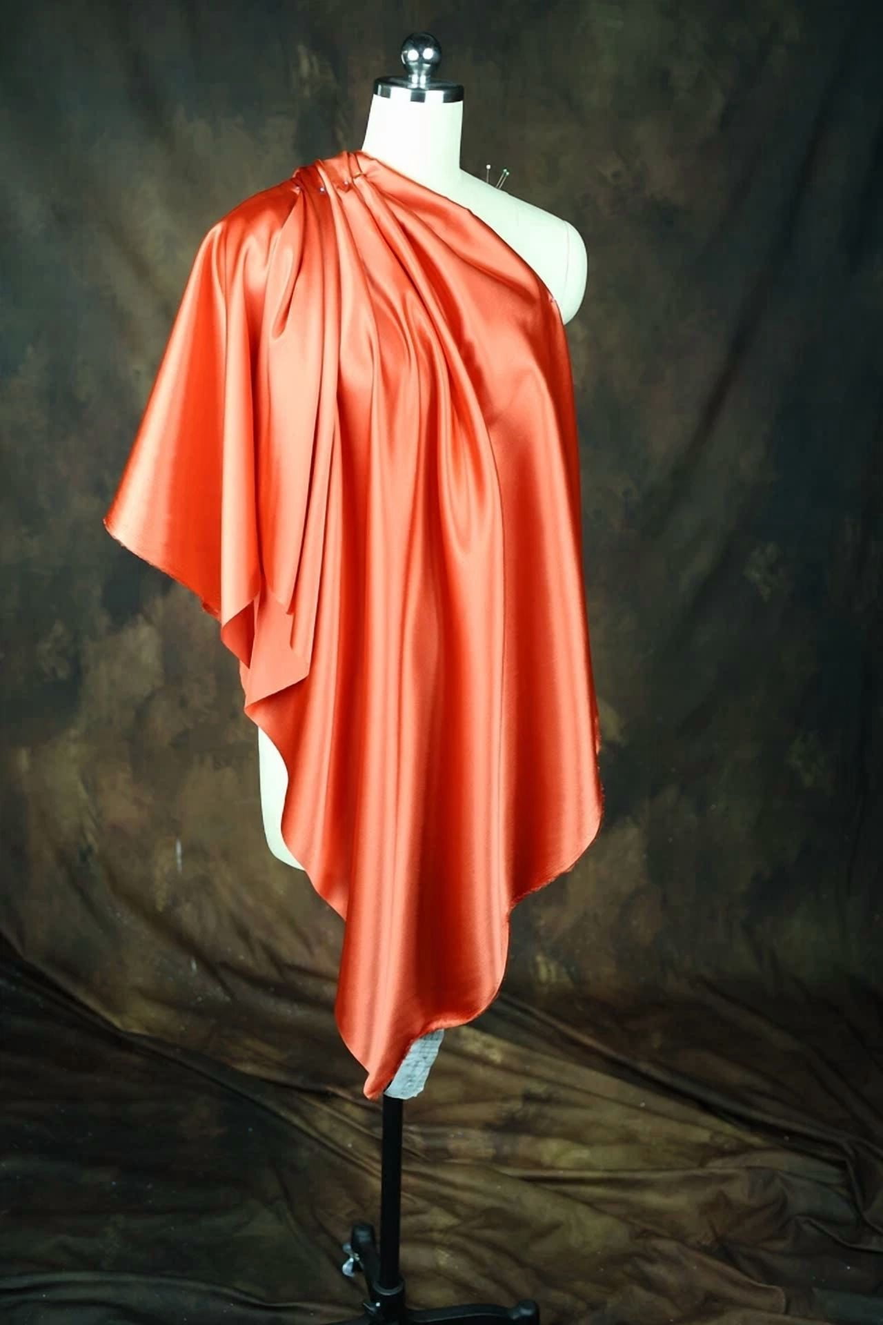 BUTTERFLY- Coral Satin Charmeuse Fabric By The Yard 200