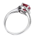 thumbnail image 3 of Spilt Shank 2 Carat 6mm Round Cut Red Ruby And Moissanite Diamond Halo Engagement Ring in 10k White Gold for Women, 3 of 5