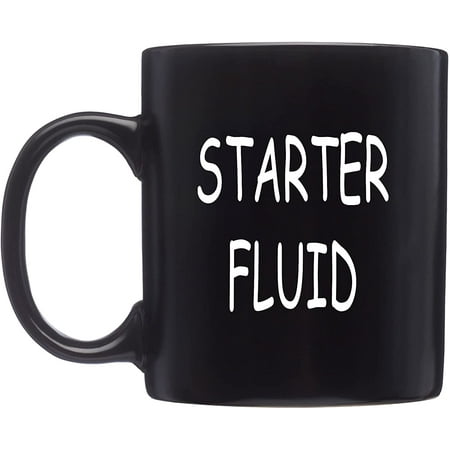 

Funny Black Mechanic Coffee Mug Starter Fluid Novelty Cup Great Gift Idea For Men Car Enthusiast Humor Brother or Friend