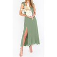 thumbnail image 3 of Robes de Demoiselle d'Honneur pour Femmes Col Carré à Volants Fendue Robe Midi Bretelles Larges Réglables Robe d'Été avec Ceinture pour Invité de Mariage, 3 of 6