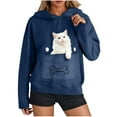 thumbnail image 2 of Yteetum Women's Pet Pouch Hoodies Oversized Drawstring Front Carry Pet Pouch Pullover Hooded Sweatshirts Womens Pet Graphic Print Loose Pet Big Pockets Long Sleeve Hooded Sweatshirt Fall Clothes, 2 of 7