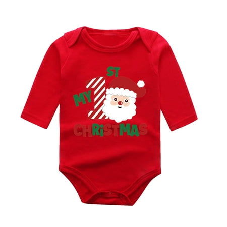 

Toddler Baby Girl Jumpsuit Xmas Letter Cute Cartoon Long Sleeve Outfit Christmas Kids Baby Girl Kint Romper