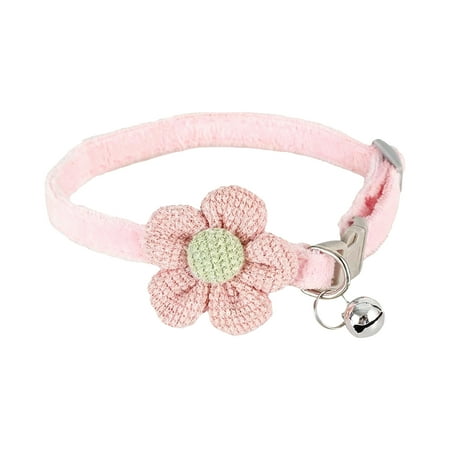 Breakaway Cat Collars with Bells Adjustable Safety Kitty Collars for Cats Puppy and Small Pets Flower Design 7.09-11.81 Inch Pink.