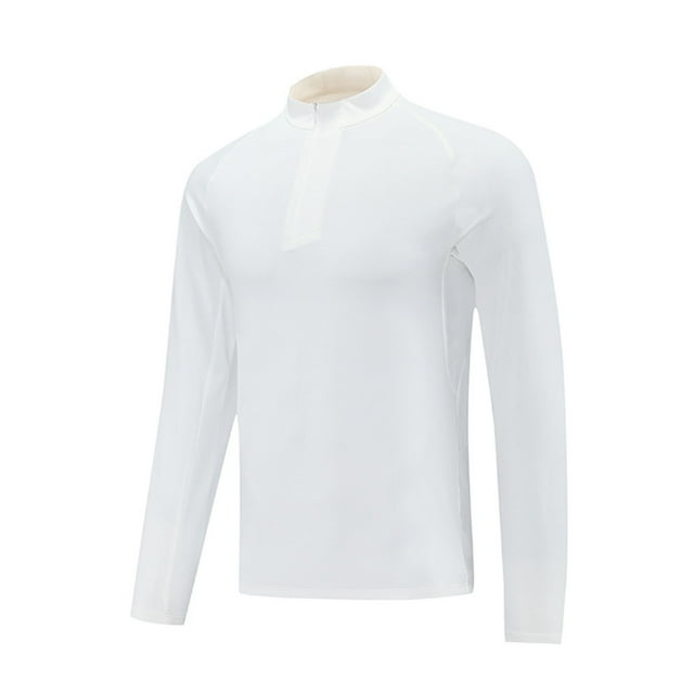 Dagugfen Summer Tops for Men Long Sleeve Quarter Zipper Tight Lightweight Cycling Workout Tops for Exercise
